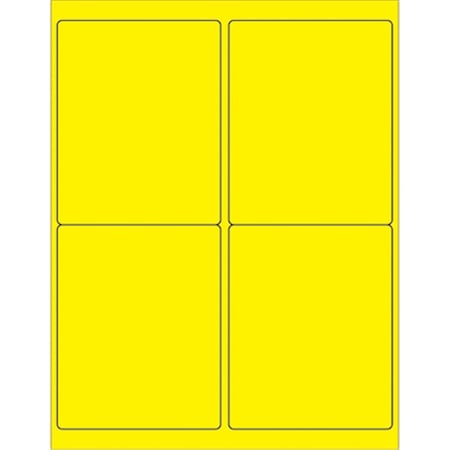 Officespace 4 x 5 in. Fluorescent Yellow Rectangle Laser Labels, 400PK OF2536992